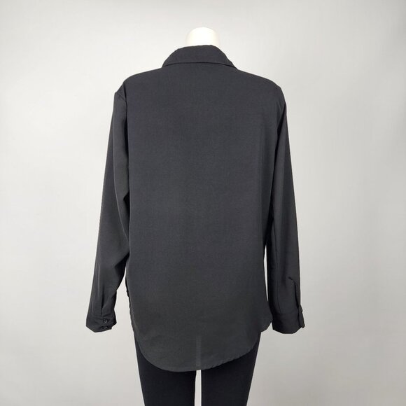 Have Black Pleated Button Up Long Sleeves Top Size L - Picture 6 of 9